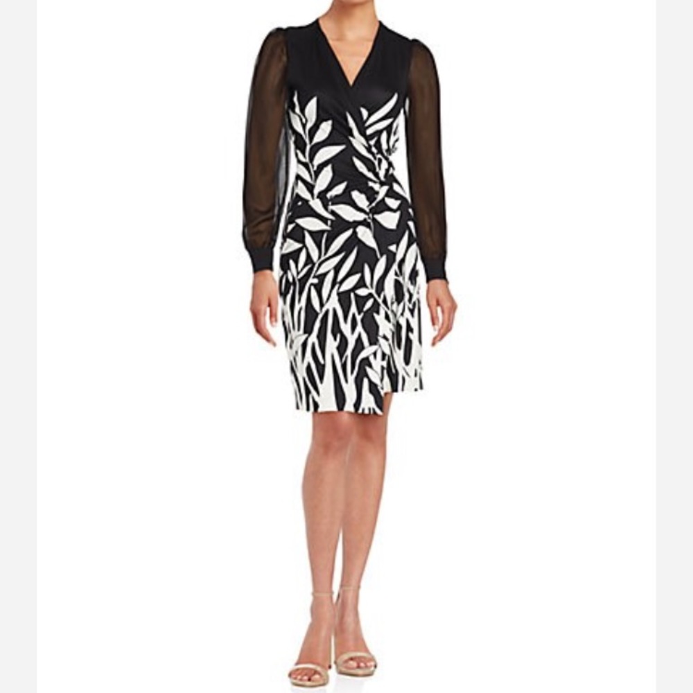 NWT 100% silk DVF wrap dress sheer sleeves
